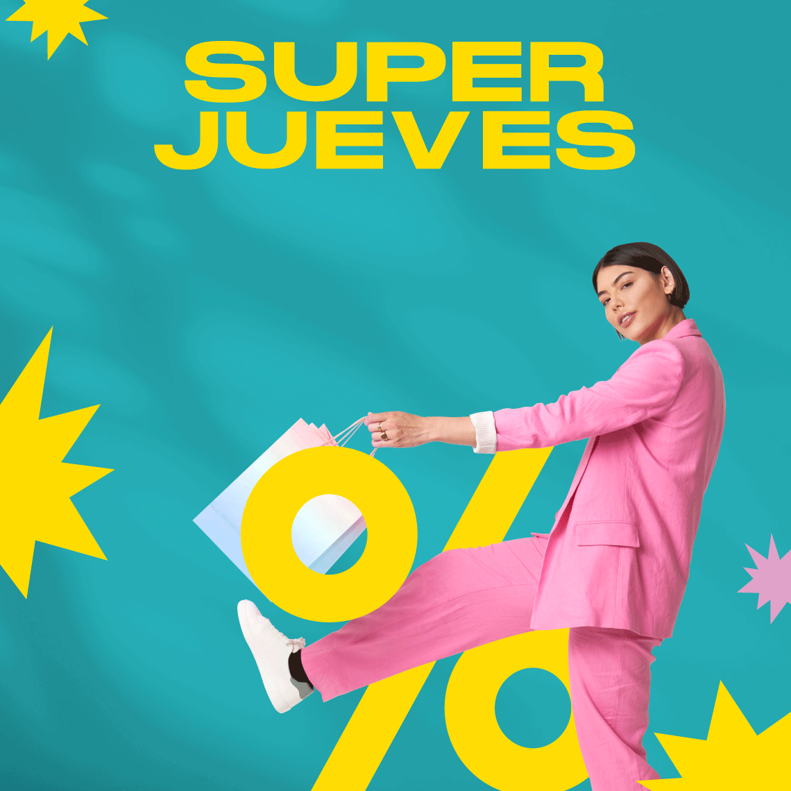 Gif with a woman with shopping bag